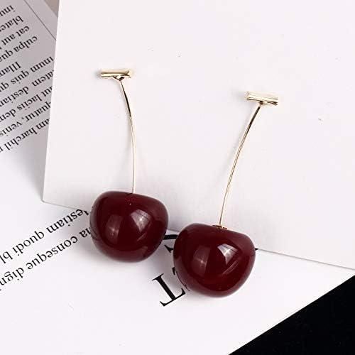 3D Red Cherry Drop Earrings