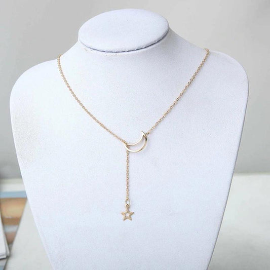 Fashion Moon Dropping Star Pendant Necklace