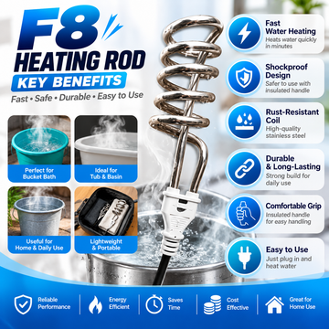 F8 Shockproof Electric Water Heating Rod | Rust-Resistant Coil